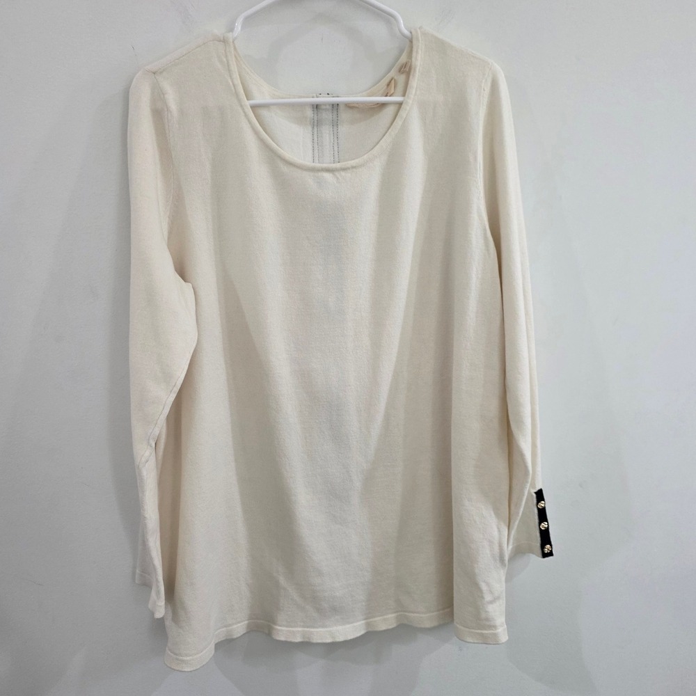 Soft Surroundings Womens Sweater Size Large Cream‎ Zip Knit Old Money Luxury